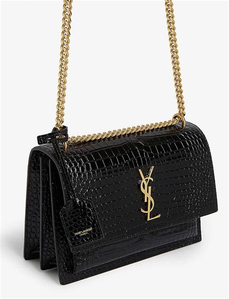 saint laurent monogram ysl sunset medium croc-effect shoulder bag|SUNSET MEDIUM IN CROCODILE.